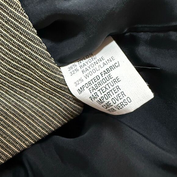 Ann Klein Black Brown Grey Stripe Blazer Jacket Tim Burton 8 Medium Button Up Wo - Picture 6 of 8